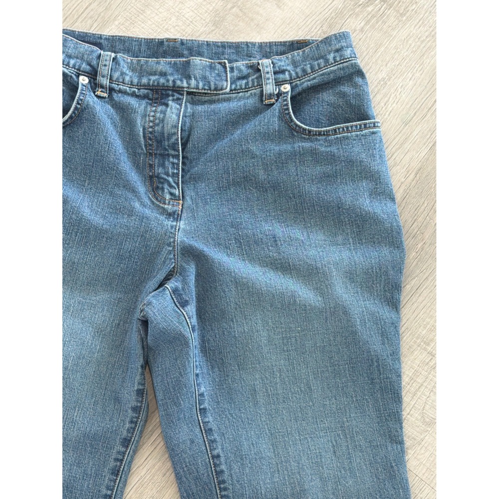 Lands End Womens 10P Petite Blue Denim Mid Rise Bootcut Jeans Medium Wash - Picture 2 of 8